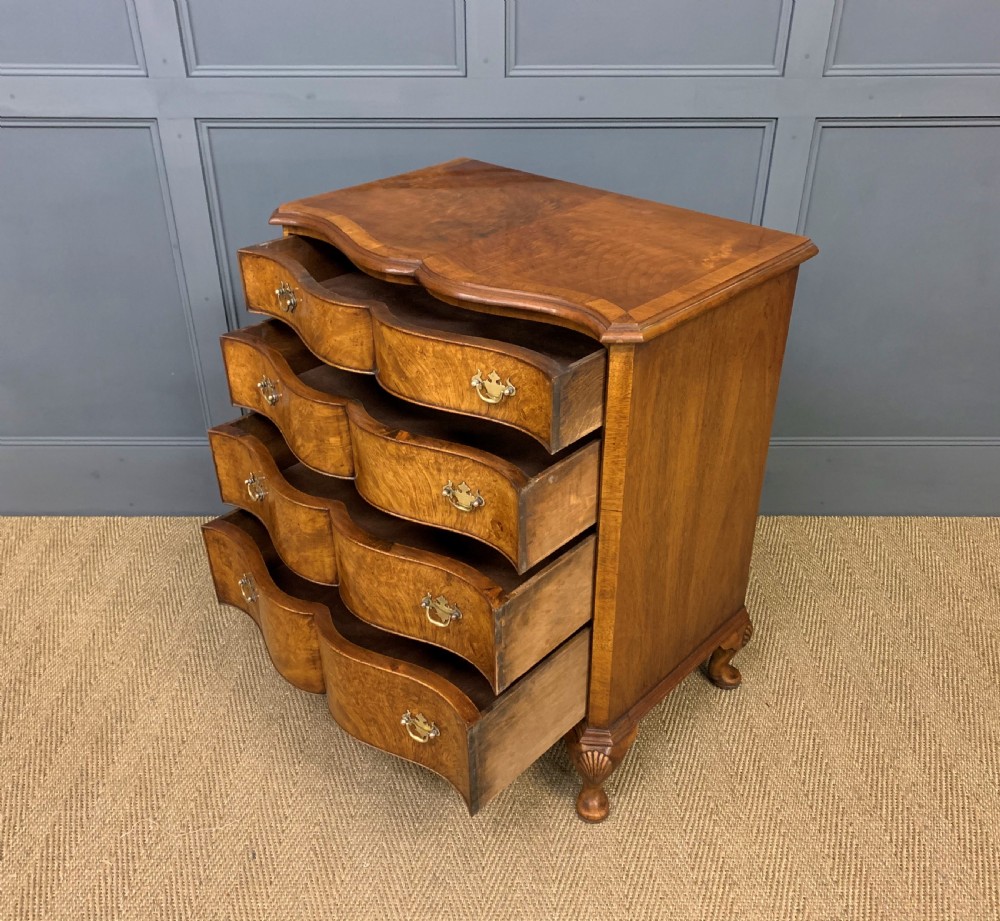 Waring and Gillow Burr Walnut Serpentine Chest of Drawers View XVI