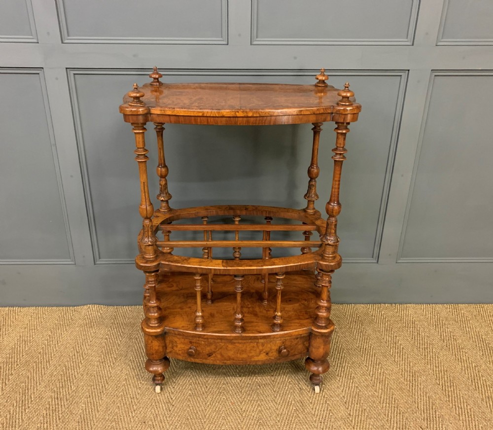 Victorian Inlaid Burr Walnut Canterbury Whatnot View VI