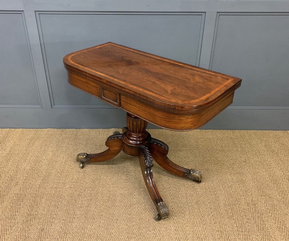 Regency Inlaid Rosewood Card Table View XIV