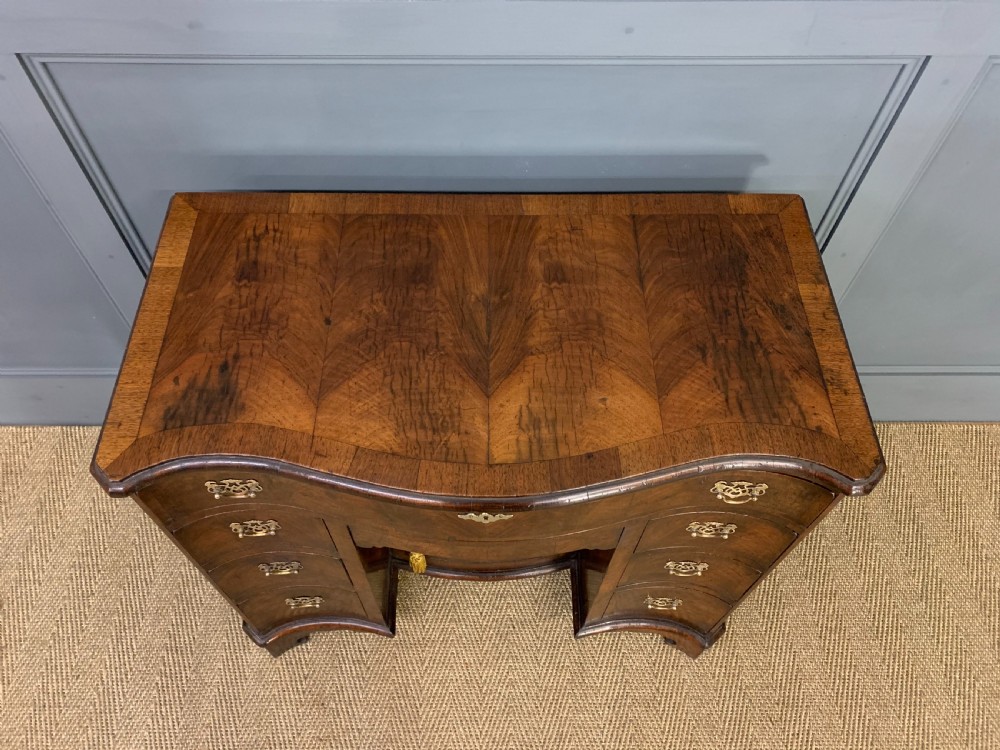 Burr Walnut Serpentine Fronted Knee Hole Desk View II