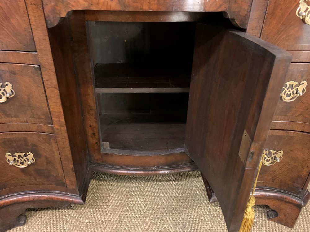 Burr Walnut Serpentine Fronted Knee Hole Desk View III