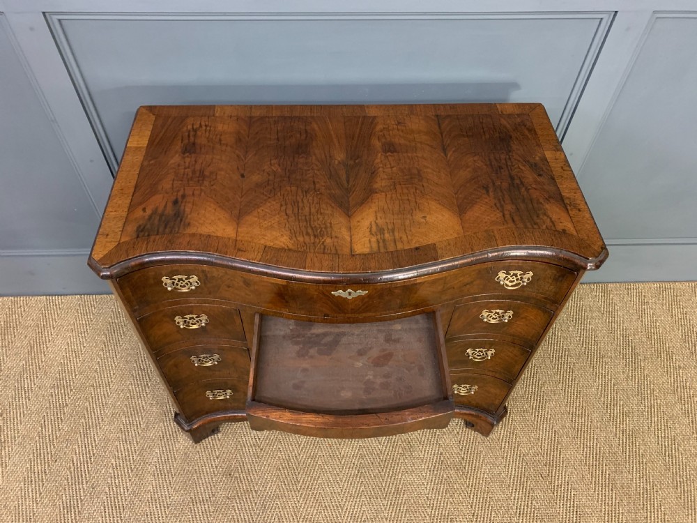 Burr Walnut Serpentine Fronted Knee Hole Desk View VII