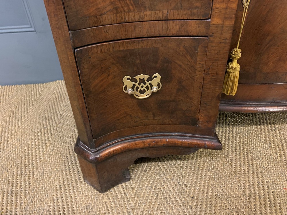 Burr Walnut Serpentine Fronted Knee Hole Desk View IX