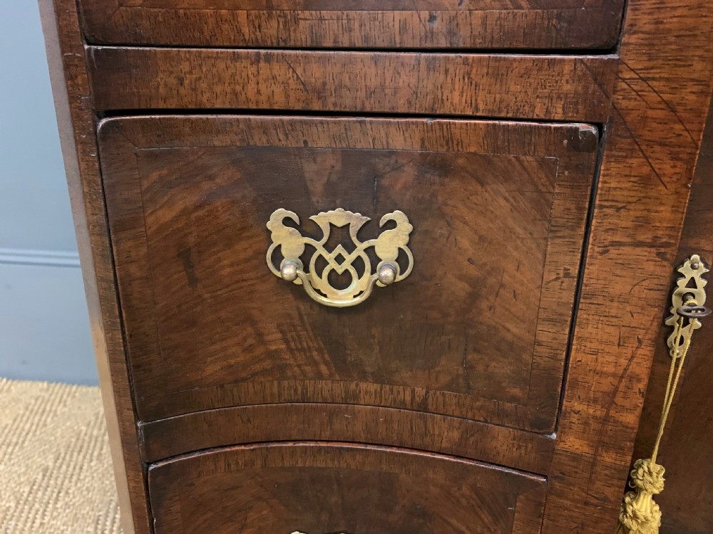 Burr Walnut Serpentine Fronted Knee Hole Desk View X