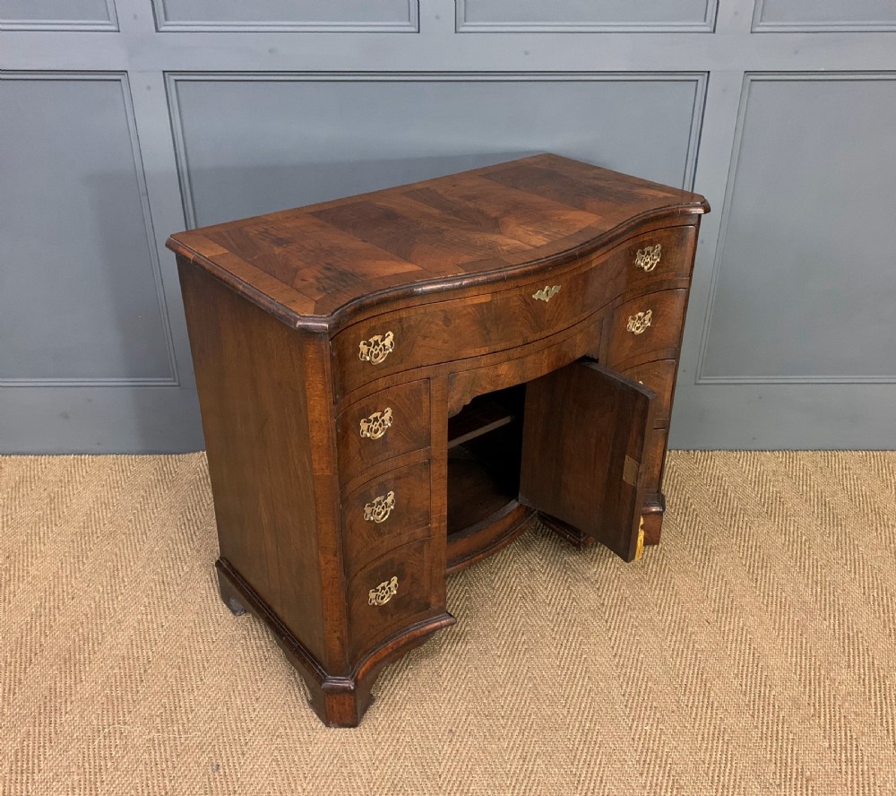 Burr Walnut Serpentine Fronted Knee Hole Desk View XIII