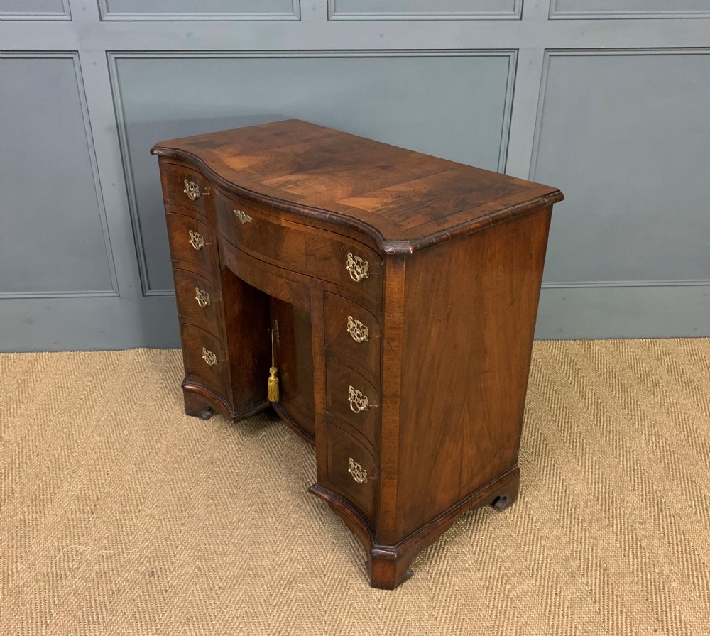 Burr Walnut Serpentine Fronted Knee Hole Desk View XIV