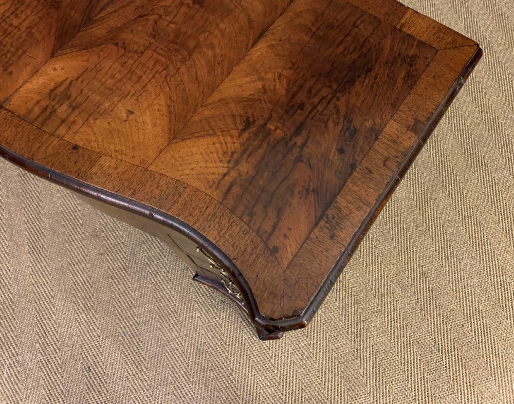 Burr Walnut Serpentine Fronted Knee Hole Desk View XV