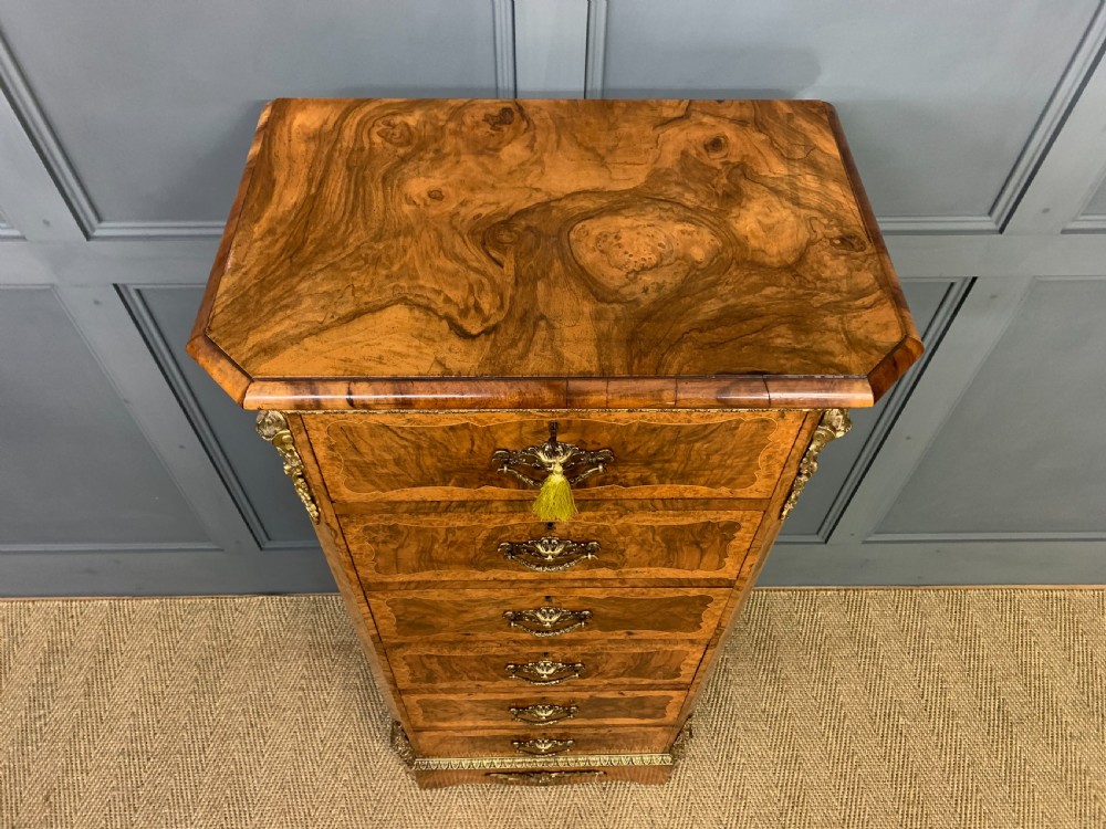 Pair of Victorian Burr Walnut Pillar Chests View X