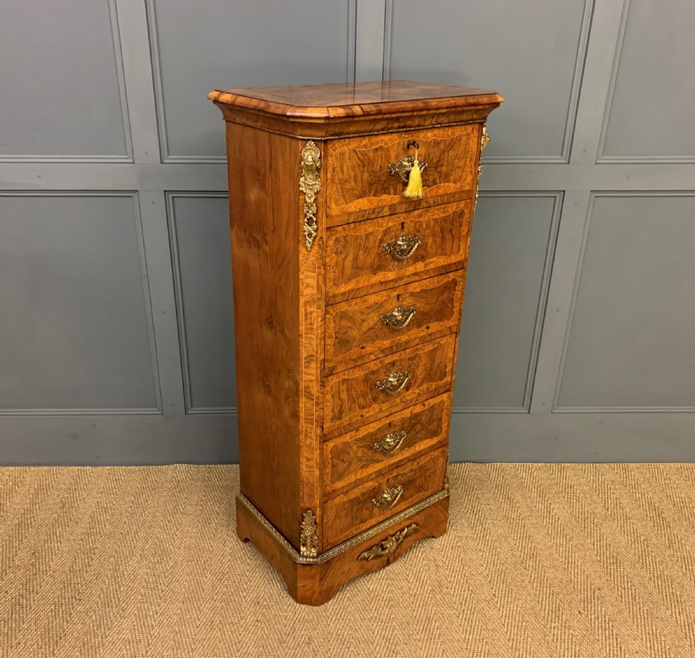 Pair of Victorian Burr Walnut Pillar Chests View XII