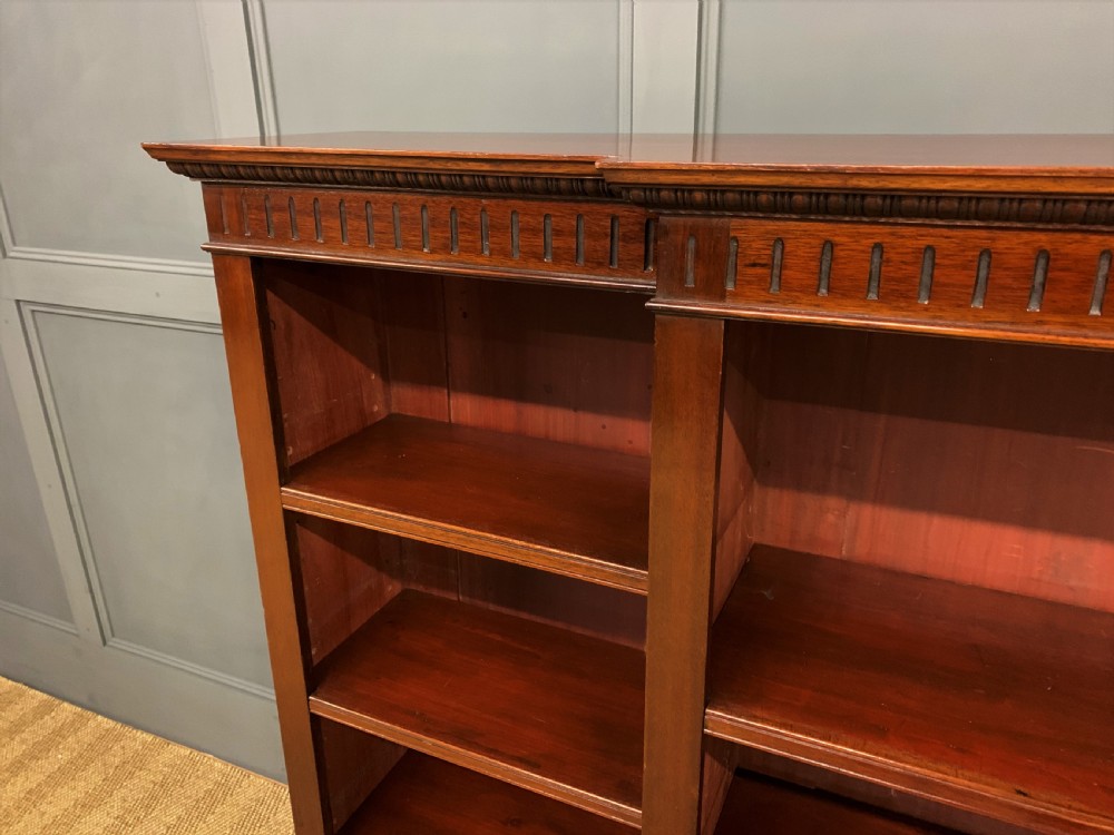 Edwardian Long Break Fronted Mahogany Open Bookcase View VII