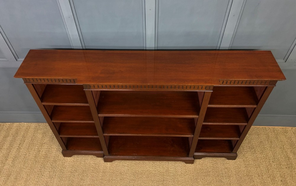 Edwardian Long Break Fronted Mahogany Open Bookcase View VIII