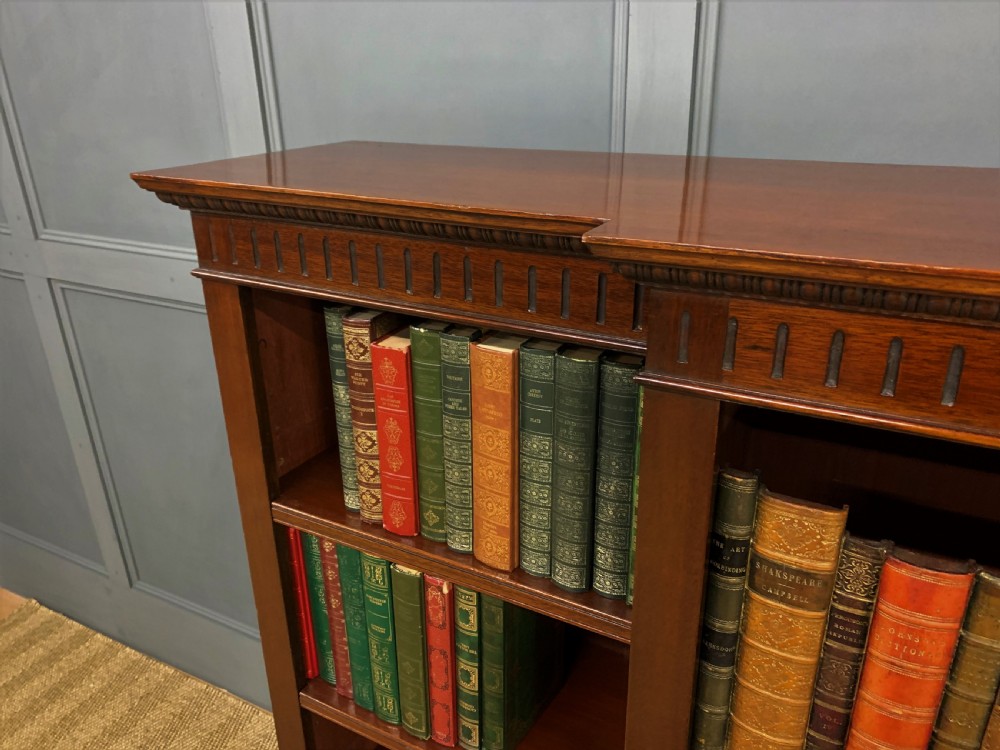 Edwardian Long Break Fronted Mahogany Open Bookcase View IX