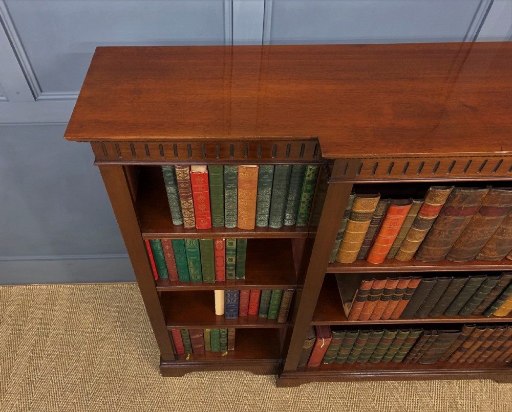 Edwardian Long Break Fronted Mahogany Open Bookcase View X