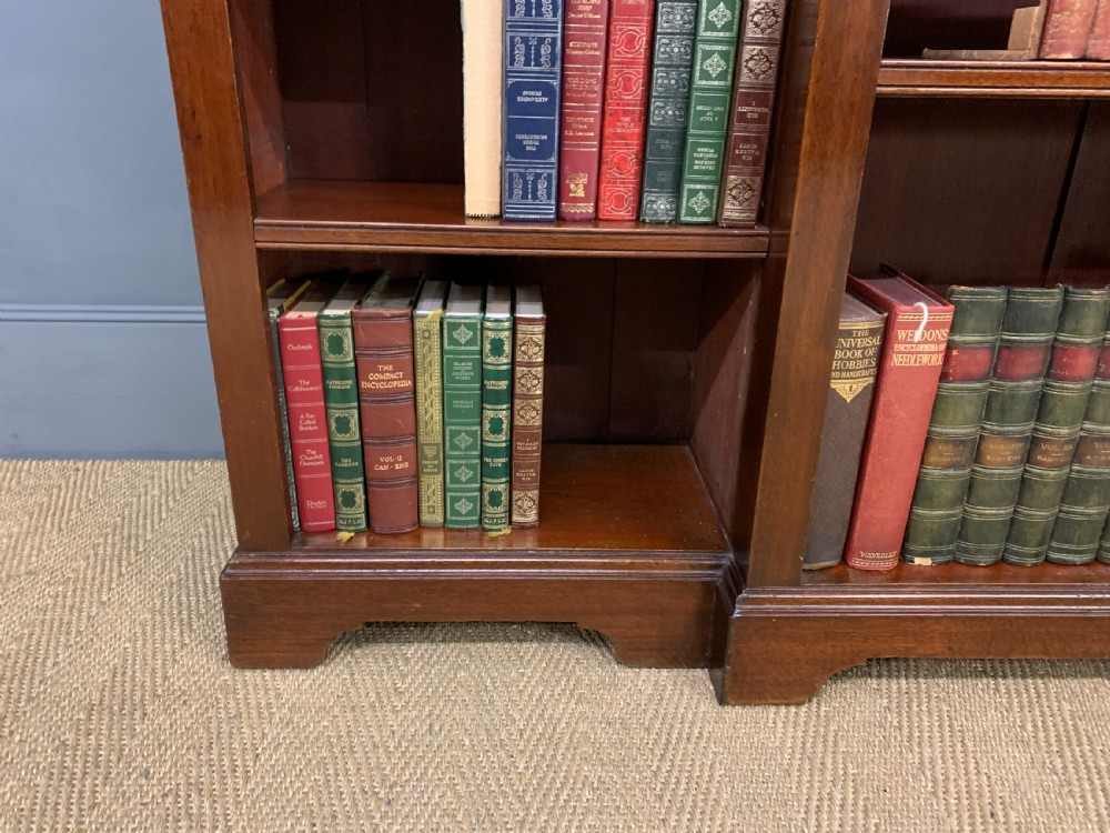 Edwardian Long Break Fronted Mahogany Open Bookcase View XI