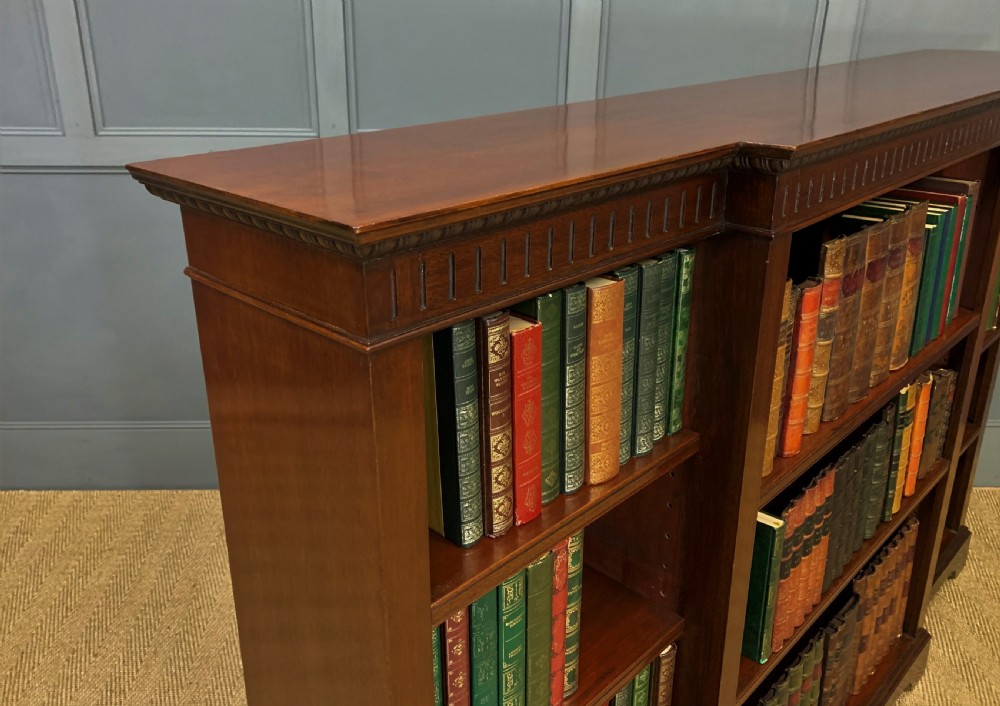Edwardian Long Break Fronted Mahogany Open Bookcase View XII