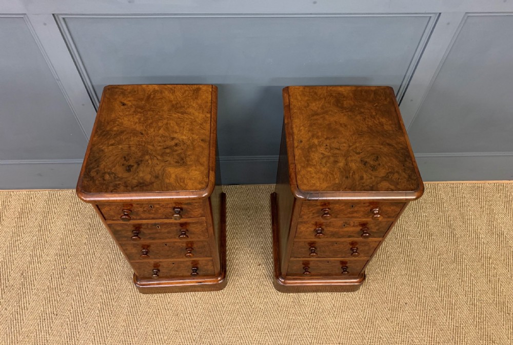 Pair of Victorian Burr Walnut Bedside Chests View II