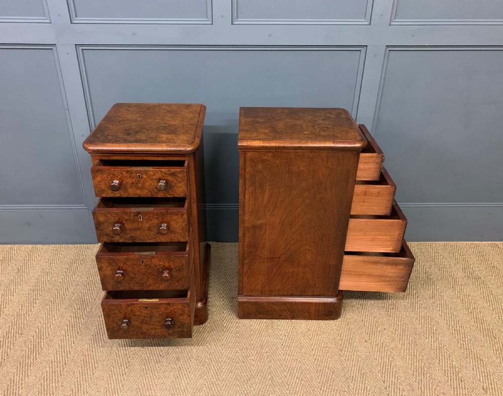 Pair of Victorian Burr Walnut Bedside Chests View III