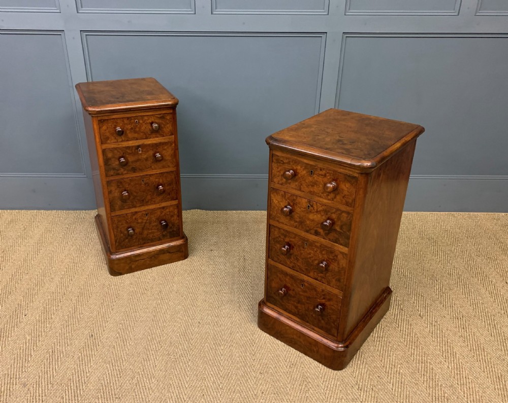 Pair of Victorian Burr Walnut Bedside Chests View IV