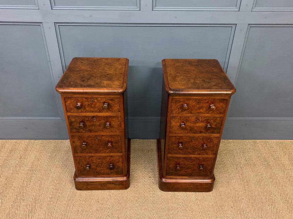 Pair of Victorian Burr Walnut Bedside Chests View VI