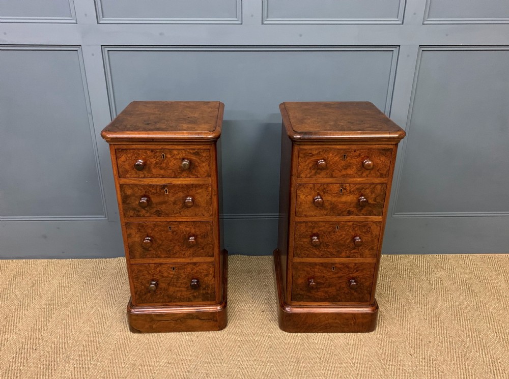 Pair of Victorian Burr Walnut Bedside Chests View VII