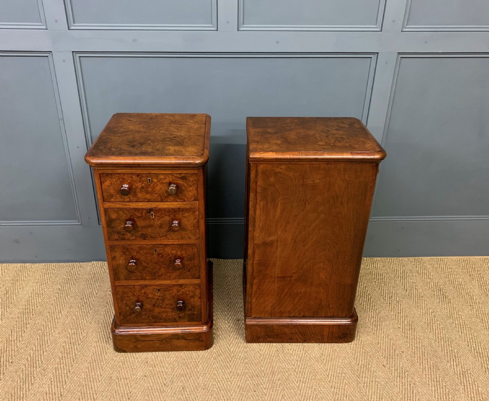 Pair of Victorian Burr Walnut Bedside Chests View VIII