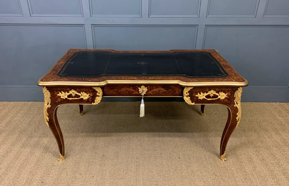 Large French Marquetry Rosewood Bureau Plat