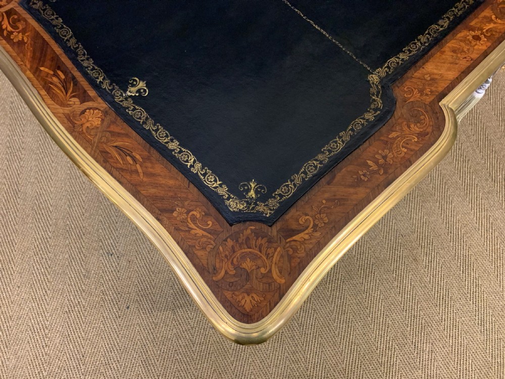 Large French Marquetry Rosewood Bureau Plat View III