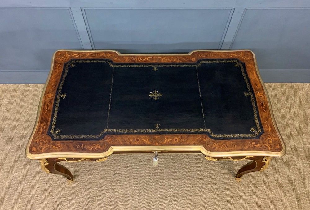 Large French Marquetry Rosewood Bureau Plat View IV