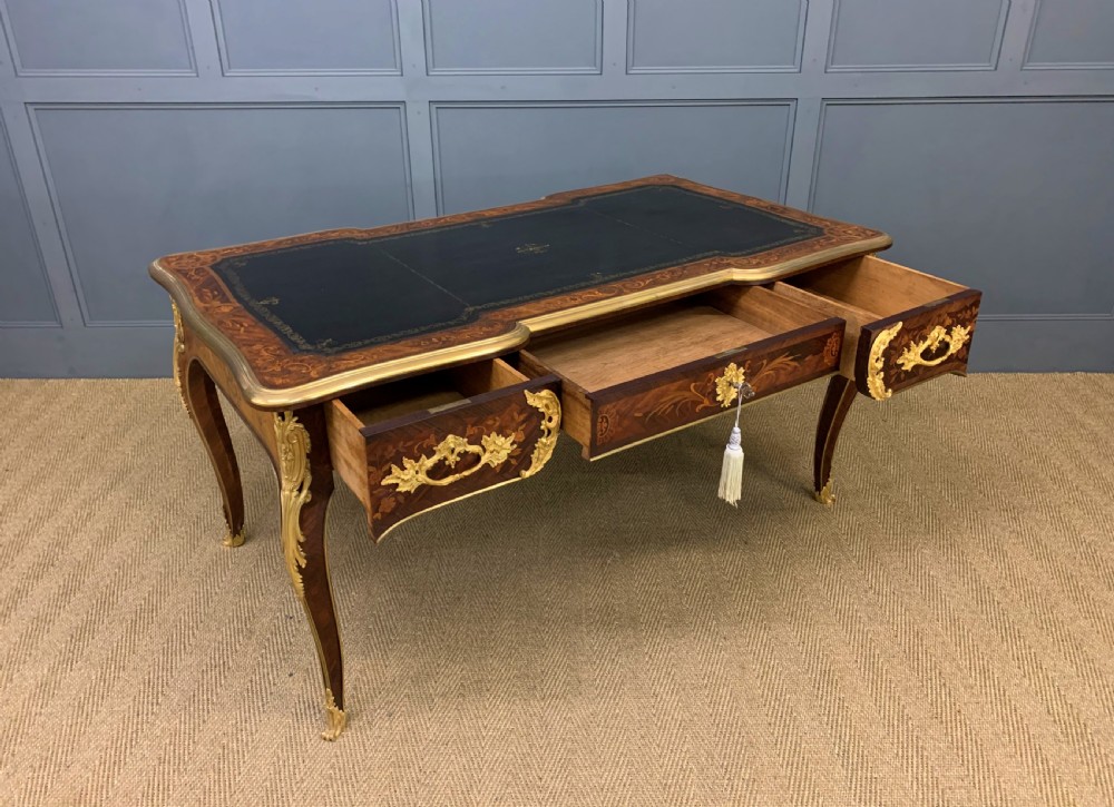 Large French Marquetry Rosewood Bureau Plat View V