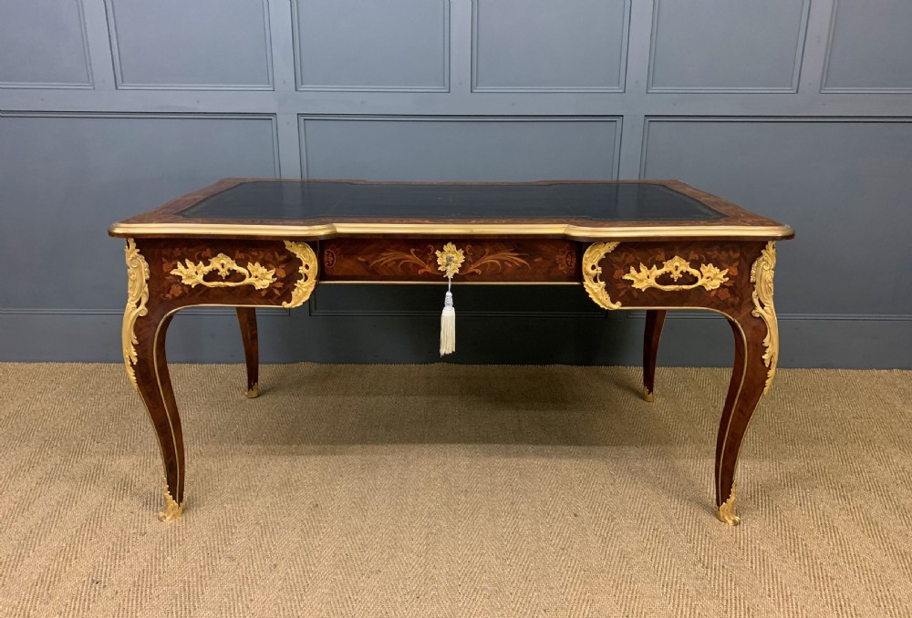 Large French Marquetry Rosewood Bureau Plat View VI
