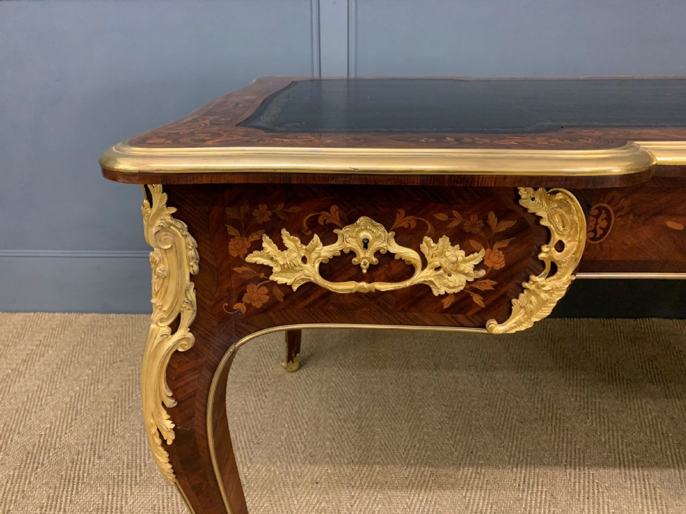 Large French Marquetry Rosewood Bureau Plat View VII