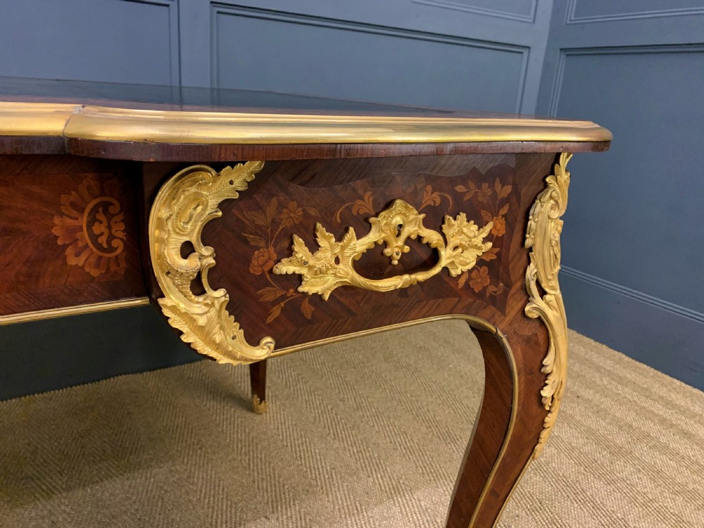 Large French Marquetry Rosewood Bureau Plat View IX