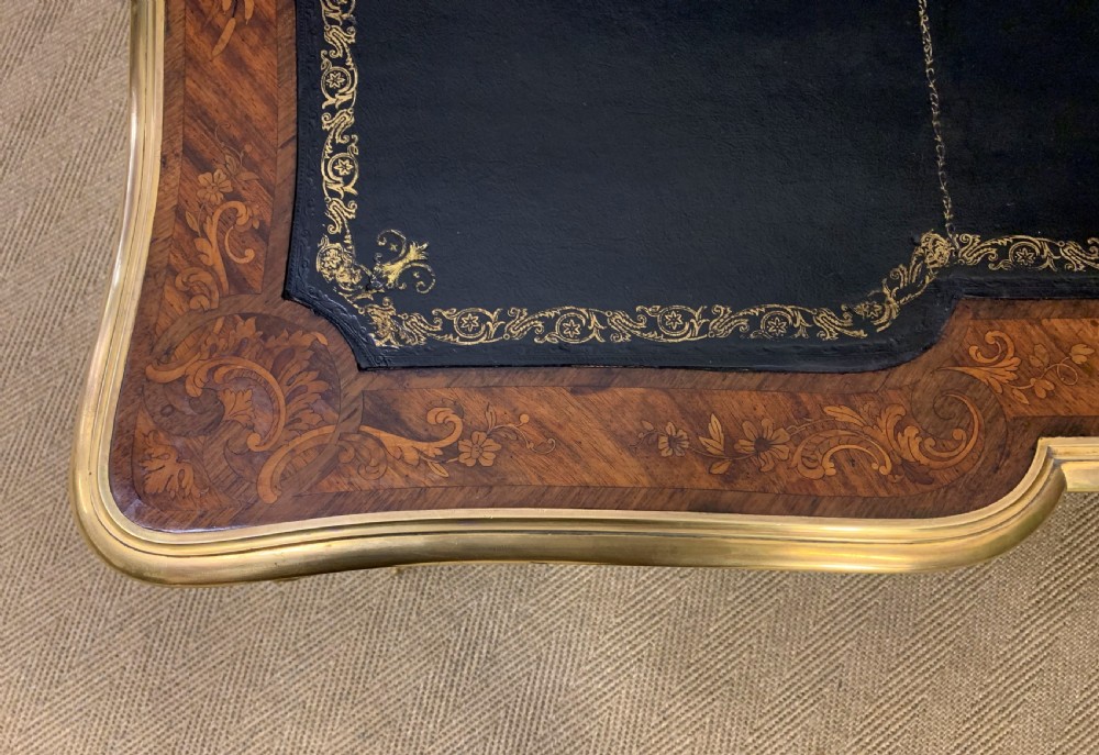 Large French Marquetry Rosewood Bureau Plat View XIV