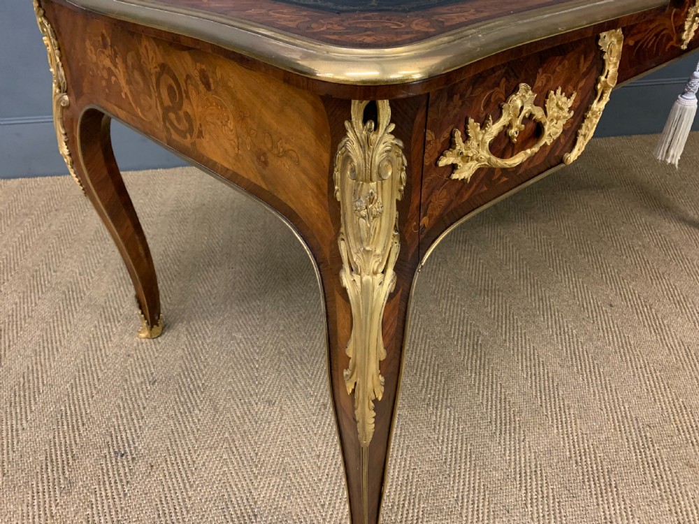 Large French Marquetry Rosewood Bureau Plat View XV
