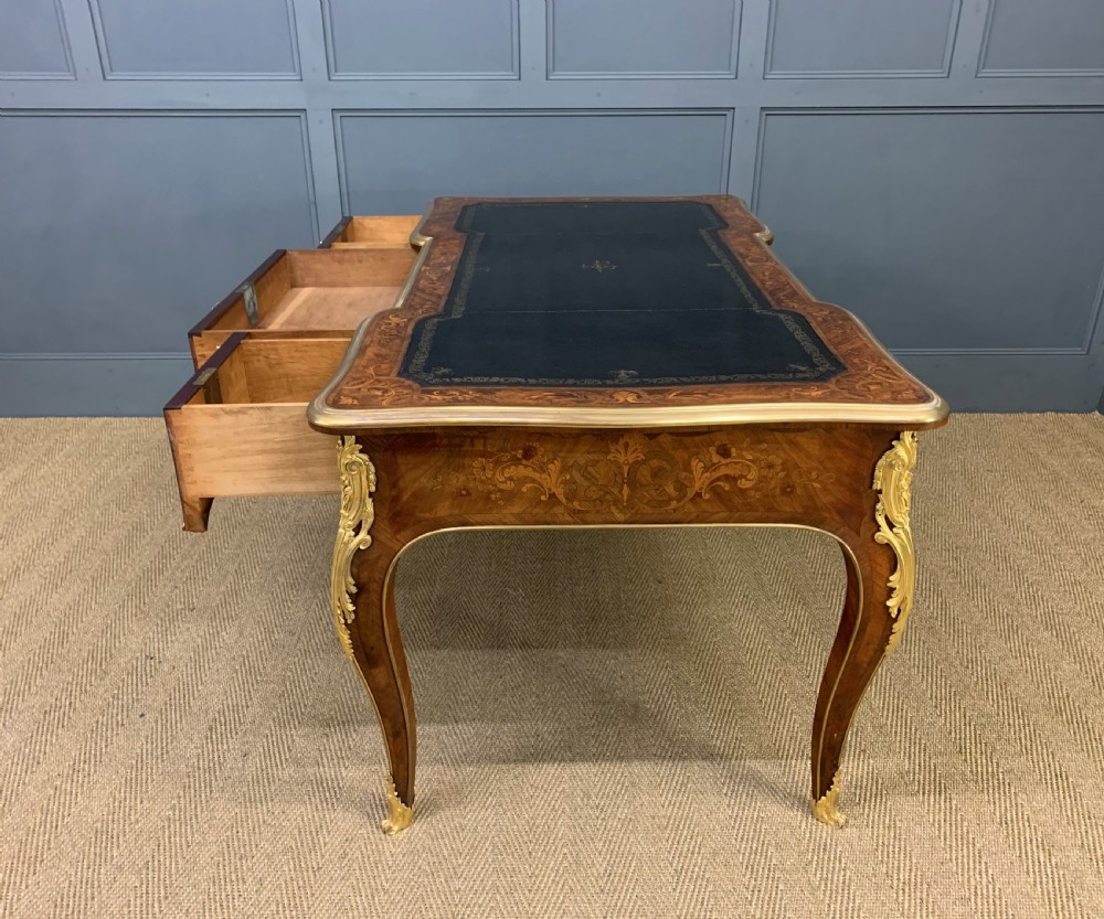 Large French Marquetry Rosewood Bureau Plat View XIX