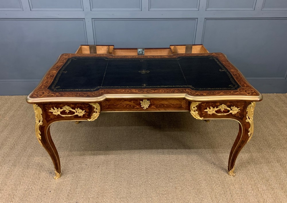 Large French Marquetry Rosewood Bureau Plat View XX