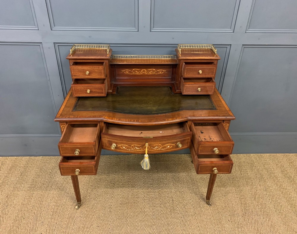 Edwardian Inlaid Mahogany Bonheur Du Jour View XV