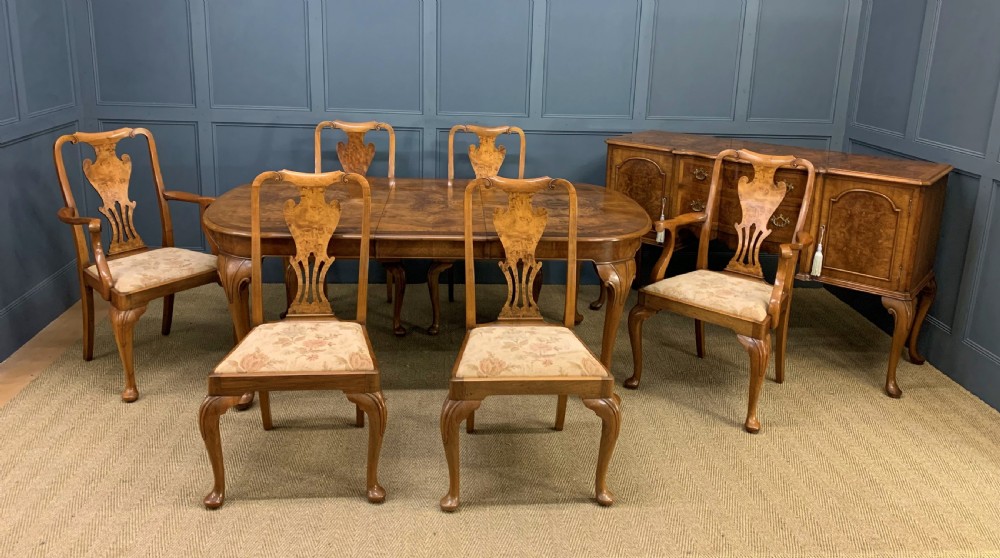 Burr Walnut Dining Suite by Maple and Co
