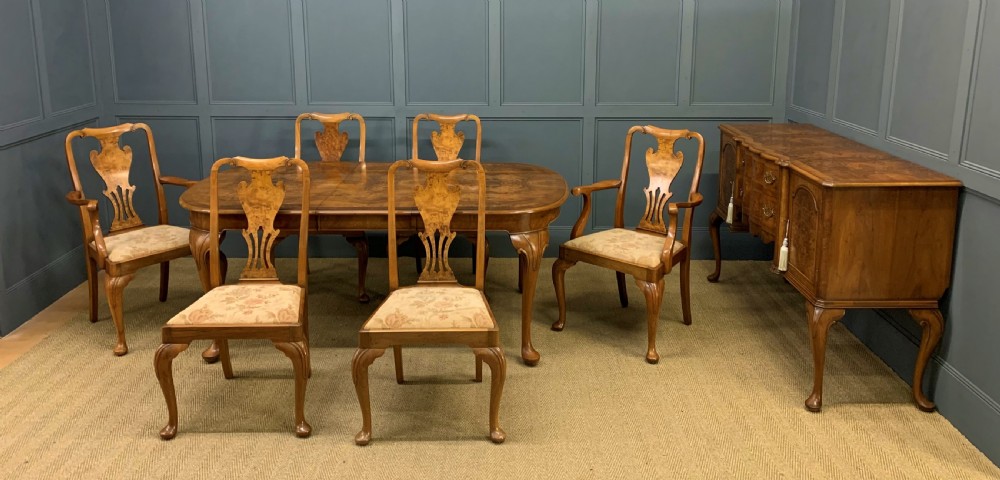 Burr Walnut Dining Suite by Maple and Co View XXV