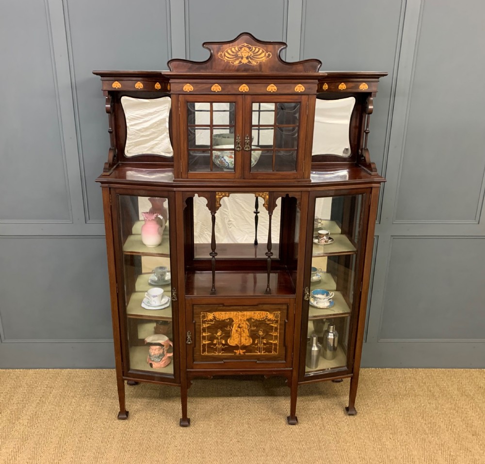 Inlaid Mahogany Art Nouveau Display Cabinet
