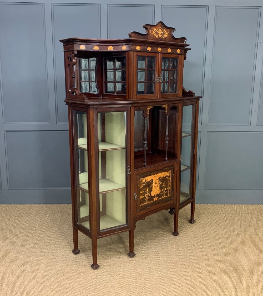 Inlaid Mahogany Art Nouveau Display Cabinet View V