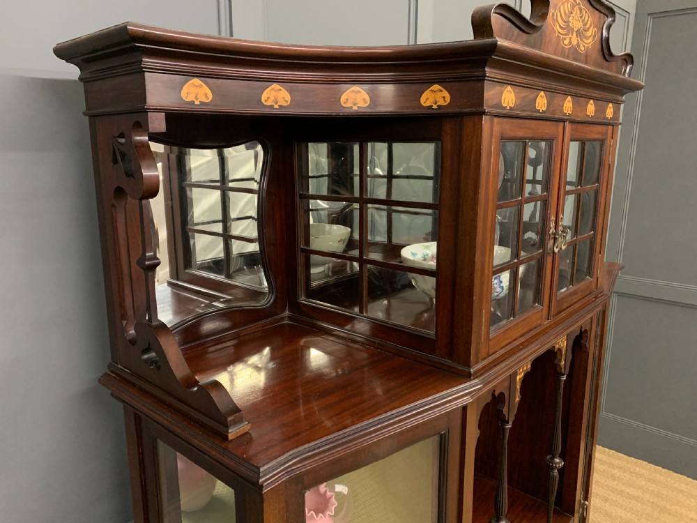 Inlaid Mahogany Art Nouveau Display Cabinet View X