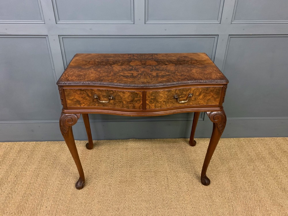 Serpentine Shaped Burr Walnut Side Table