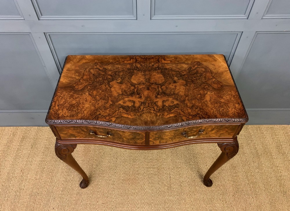 Serpentine Shaped Burr Walnut Side Table View II