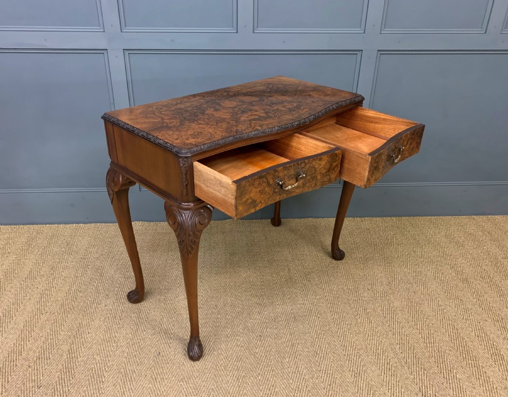 Serpentine Shaped Burr Walnut Side Table View IV