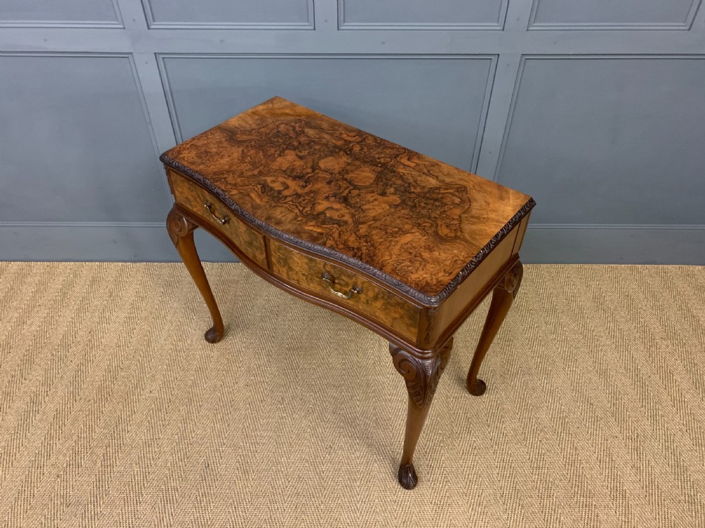 Serpentine Shaped Burr Walnut Side Table View V