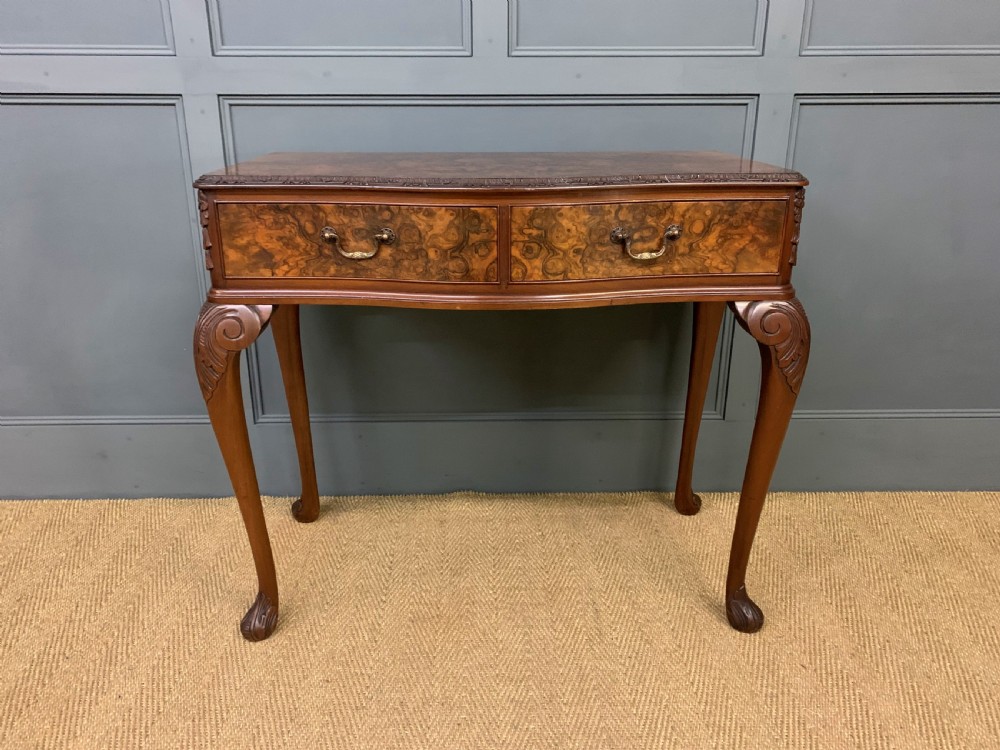 Serpentine Shaped Burr Walnut Side Table View VI