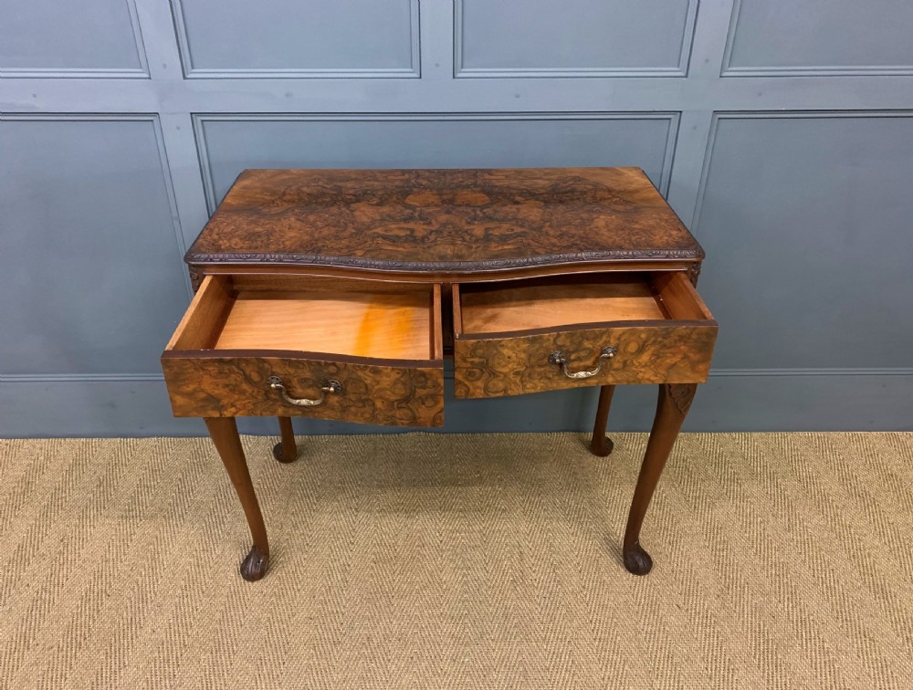 Serpentine Shaped Burr Walnut Side Table View IX