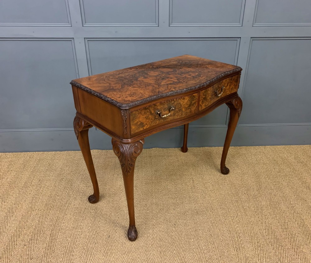 Serpentine Shaped Burr Walnut Side Table View X