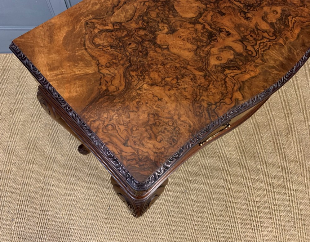 Serpentine Shaped Burr Walnut Side Table View XI